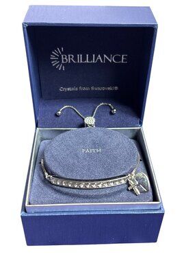 Kohls Brilliance Faith Bracelet Crystals From Swarovski Cross Heart Charm New in